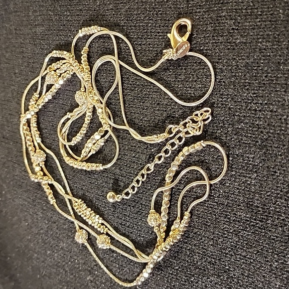 Chico's Hexie Long Double Strand Gold Tone Necklace - Picture 6 of 6